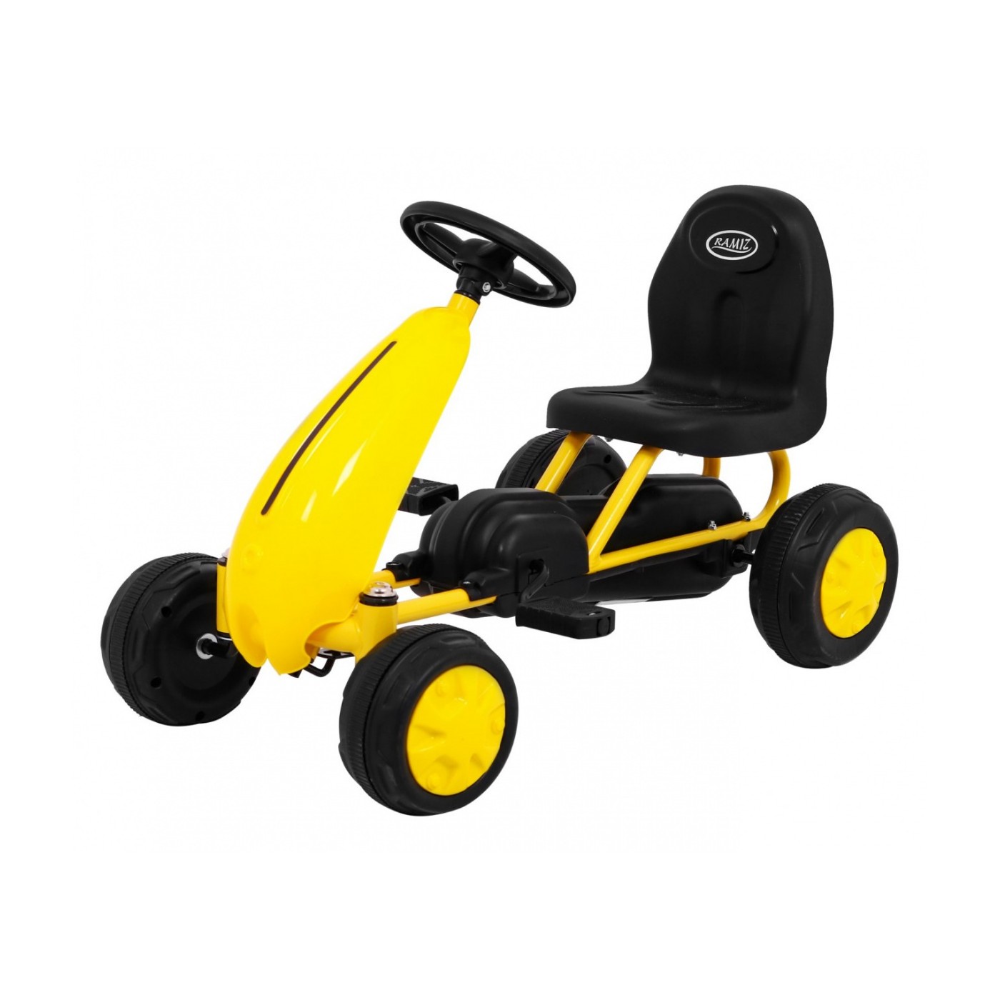 První pedálová motokára pro nejmladší žlutá + řetězový pohon + kola z gumy