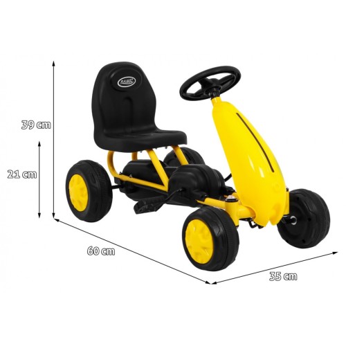 První pedálová motokára pro nejmladší žlutá + řetězový pohon + kola z gumy