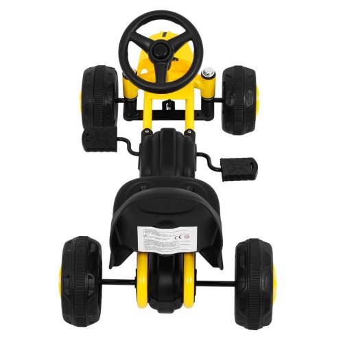 První pedálová motokára pro nejmladší žlutá + řetězový pohon + kola z gumy