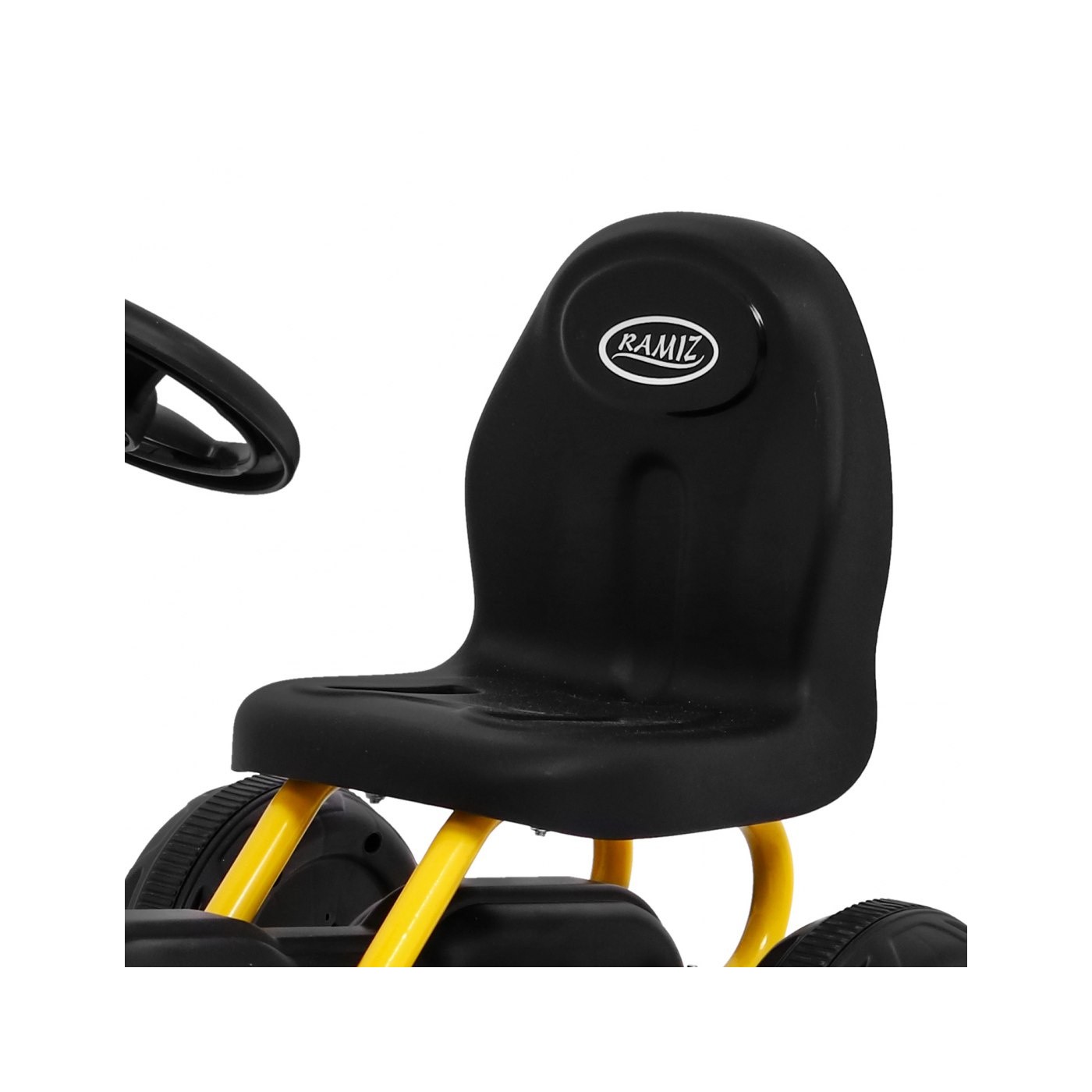 První pedálová motokára pro nejmladší žlutá + řetězový pohon + kola z gumy