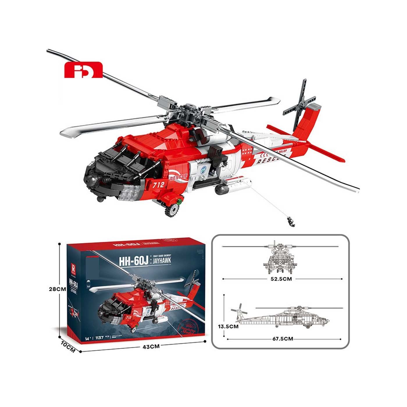 Sada bloků vrtulníku HH-60J 1137 ks.