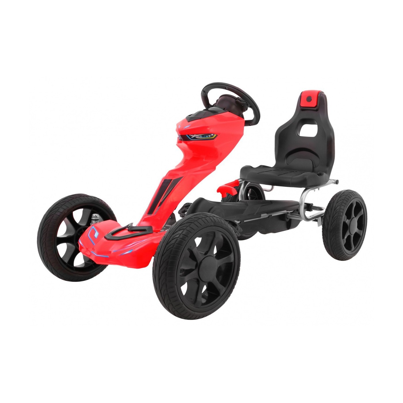 Grand Ride Kart 3 + na pedály pro děti + červená EVA kola nastavení sedadla ruční brzda