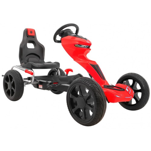 Grand Ride Kart 3 + na pedály pro děti + červená EVA kola nastavení sedadla ruční brzda