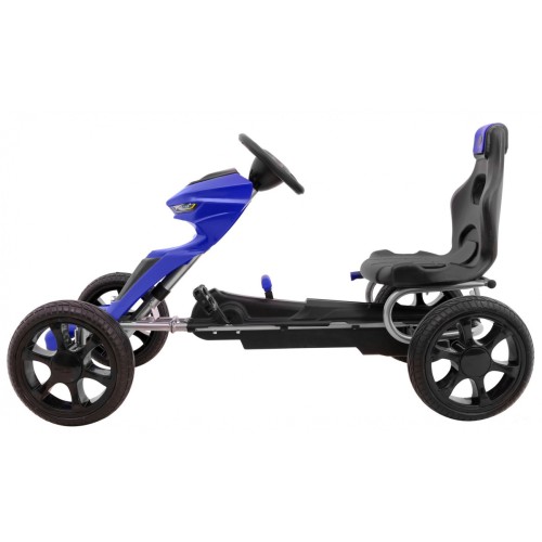  Grand Ride Kart na pedály pro děti 3+ modrá EVA kola nastavení sedadla ruční brzda
