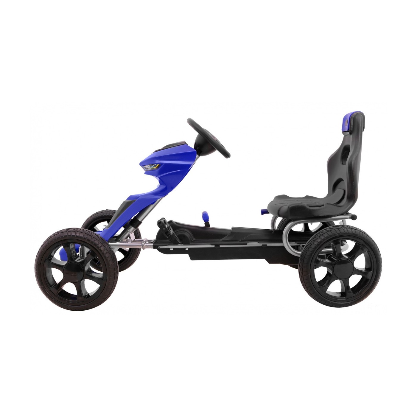  Grand Ride Kart na pedály pro děti 3+ modrá EVA kola nastavení sedadla ruční brzda