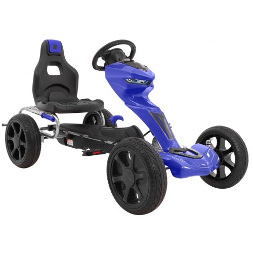  Grand Ride Kart na pedály pro děti 3+ modrá EVA kola nastavení sedadla ruční brzda