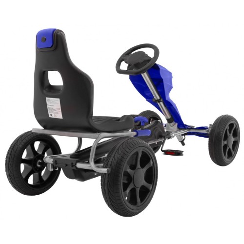  Grand Ride Kart na pedály pro děti 3+ modrá EVA kola nastavení sedadla ruční brzda