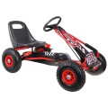 Dětský pedál Air Go-kart na pedály pro děti  3+ červená + nahuštěné pneumatiky + nastavitelné sedadlo
