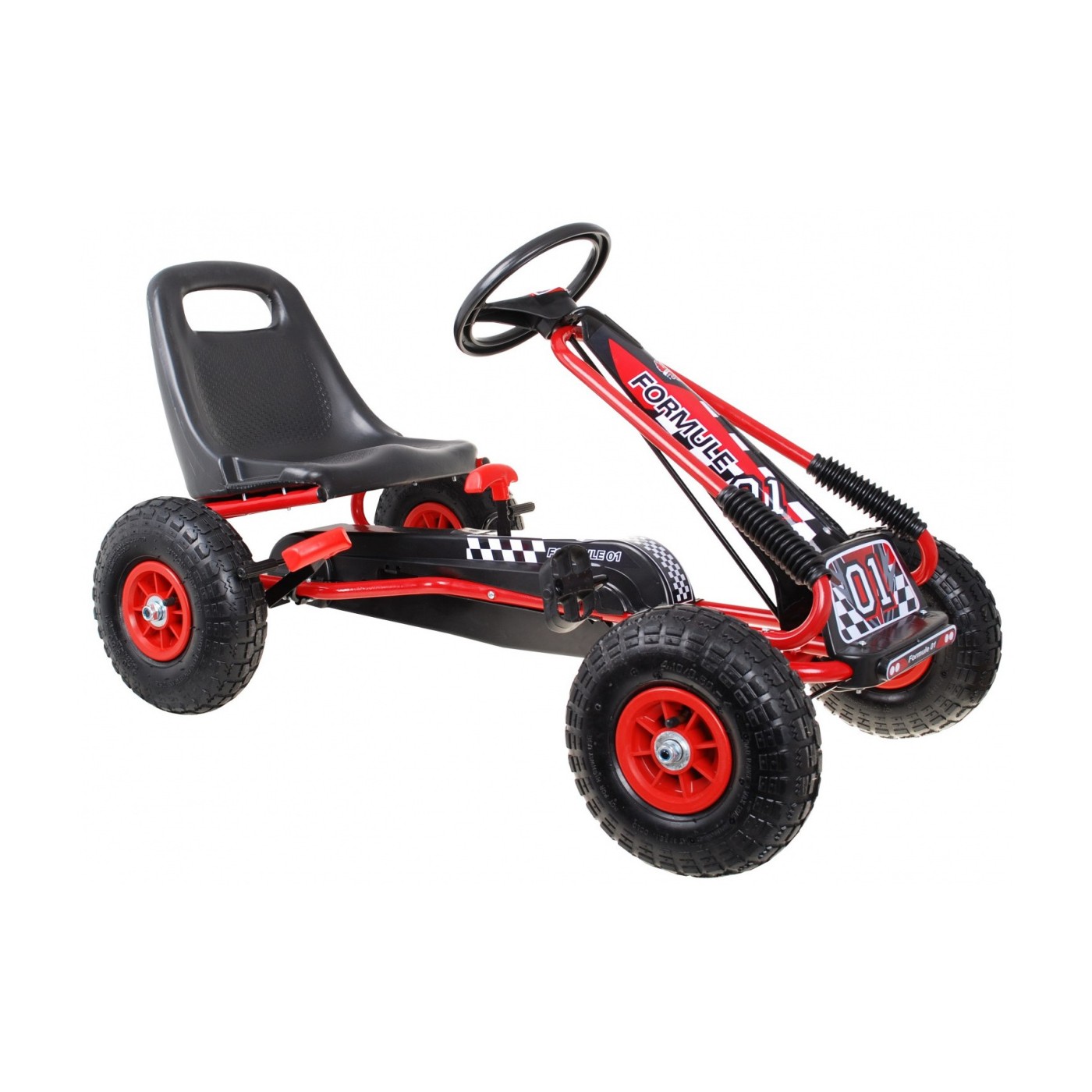 Dětský pedál Air Go-kart na pedály pro děti  3+ červená + nahuštěné pneumatiky + nastavitelné sedadlo