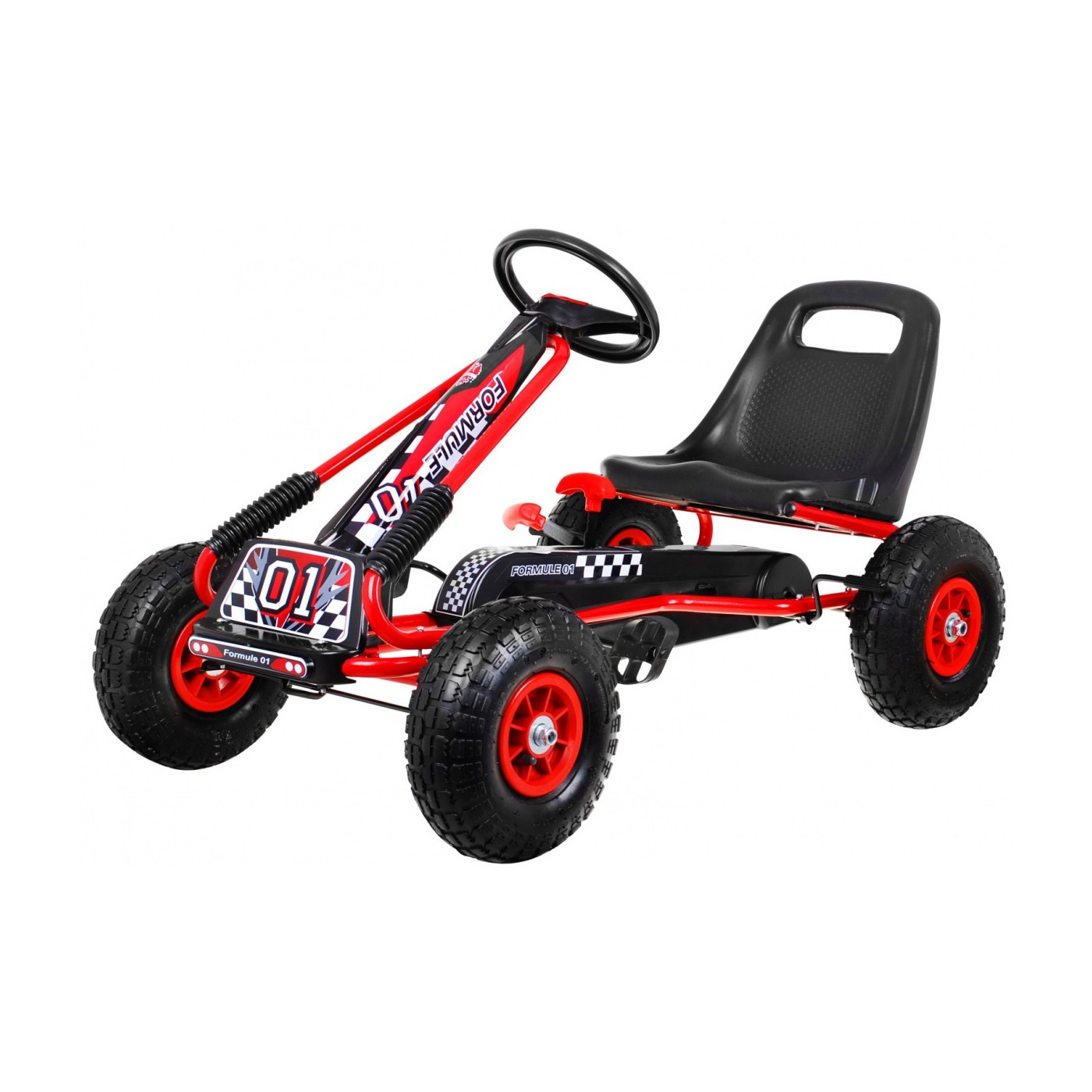 Dětský pedál Air Go-kart na pedály pro děti  3+ červená + nahuštěné pneumatiky + nastavitelné sedadlo