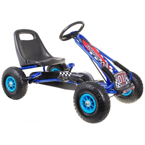 Dětský pedál Air Go-kart na pedály pro děti 3+ modrá + nahuštěné pneumatiky + nastavitelné sedadlo