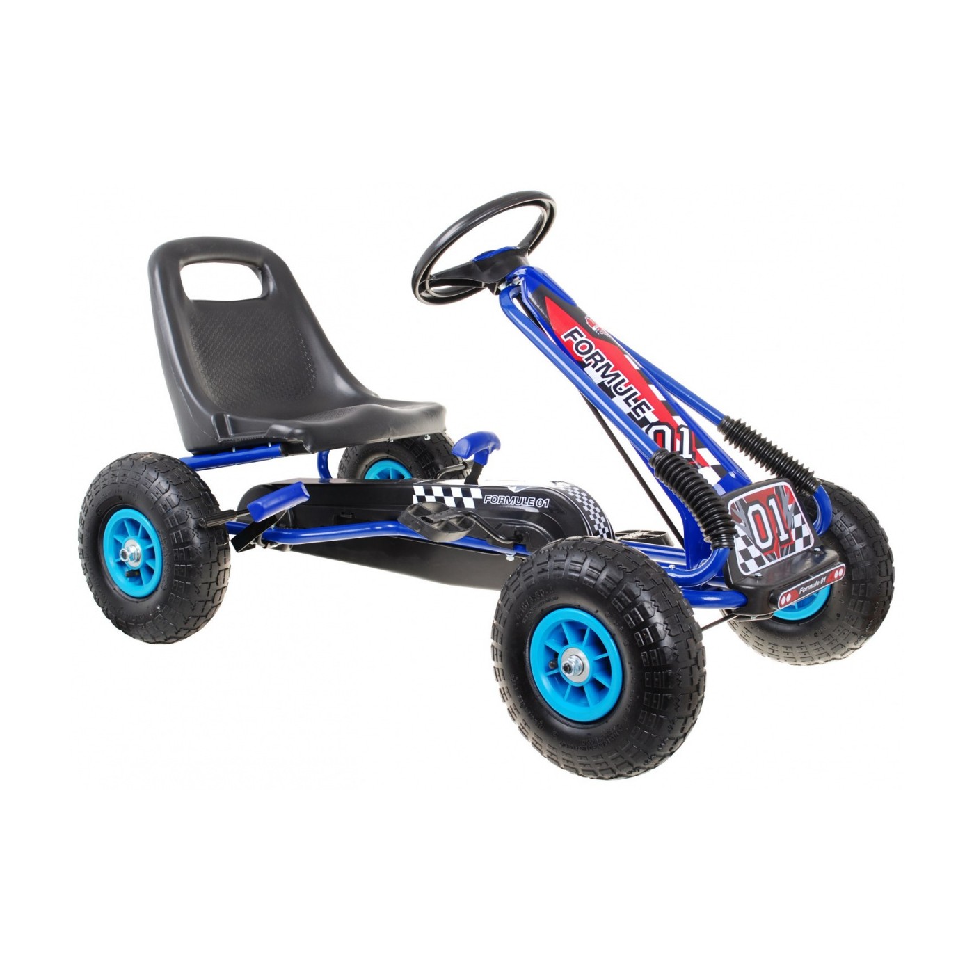 Dětský pedál Air Go-kart na pedály pro děti 3+ modrá + nahuštěné pneumatiky + nastavitelné sedadlo