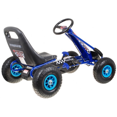 Dětský pedál Air Go-kart na pedály pro děti 3+ modrá + nahuštěné pneumatiky + nastavitelné sedadlo