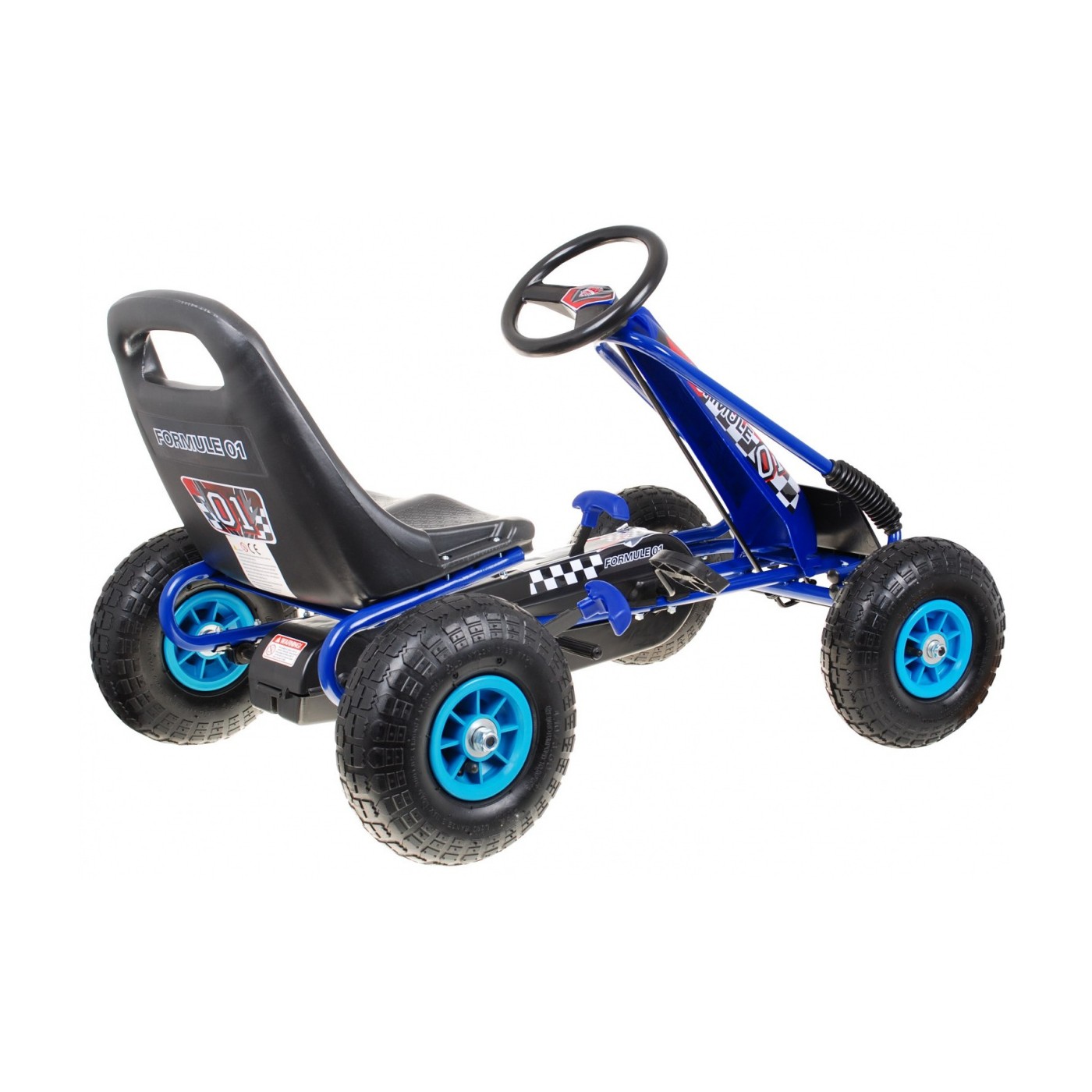 Dětský pedál Air Go-kart na pedály pro děti 3+ modrá + nahuštěné pneumatiky + nastavitelné sedadlo