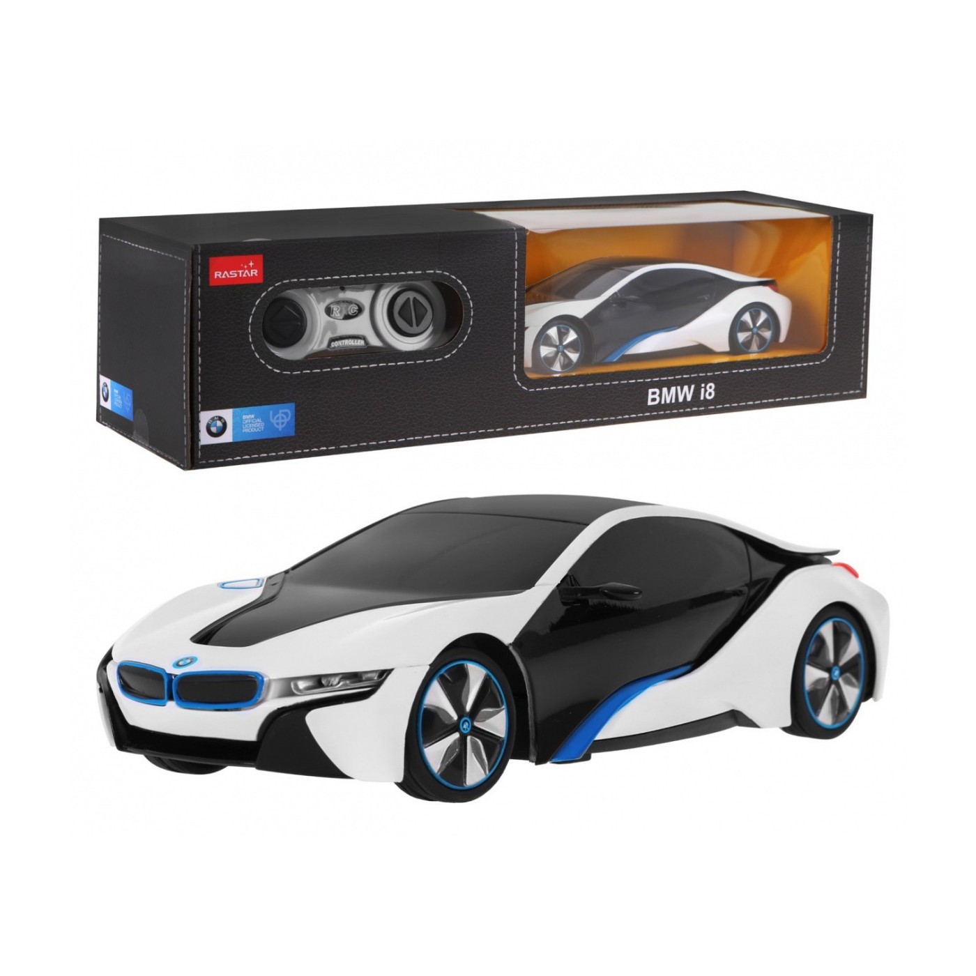 BMW i8 bílé RASTAR model 1:24  auto na dálkové ovládání + 2,4 GHz dálkové ovládání