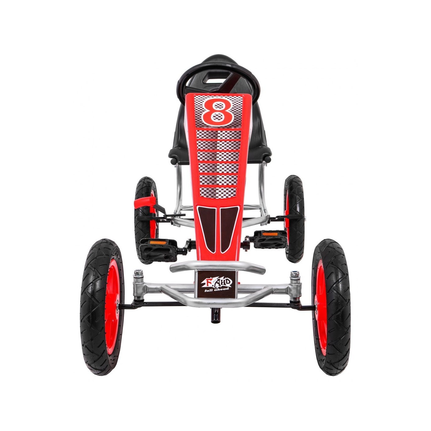 Gokart Full Ahead AIR na pedály pro děti 3+ červená + nastavení sedadla + nafouknutá kola + ruční brzda