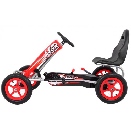 Gokart Full Ahead AIR na pedály pro děti 3+ červená + nastavení sedadla + nafouknutá kola + ruční brzda