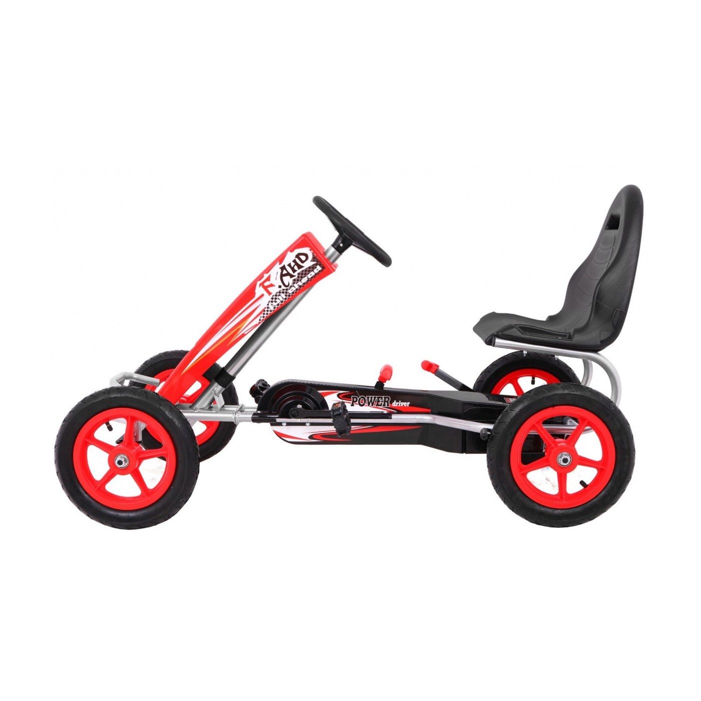 Gokart Full Ahead AIR na pedály pro děti 3+ červená + nastavení sedadla + nafouknutá kola + ruční brzda
