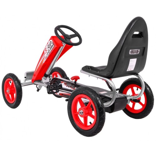 Gokart Full Ahead AIR na pedály pro děti 3+ červená + nastavení sedadla + nafouknutá kola + ruční brzda
