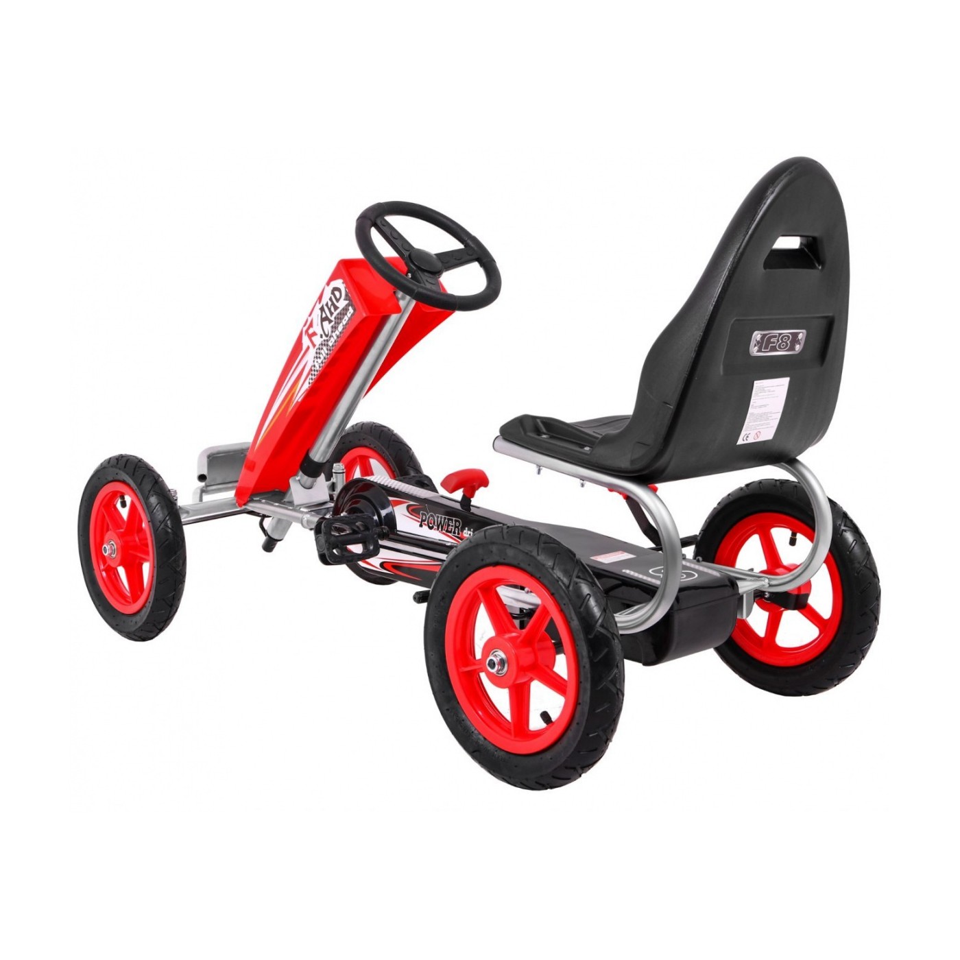 Gokart Full Ahead AIR na pedály pro děti 3+ červená + nastavení sedadla + nafouknutá kola + ruční brzda