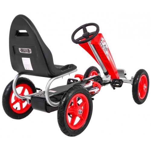 Gokart Full Ahead AIR na pedály pro děti 3+ červená + nastavení sedadla + nafouknutá kola + ruční brzda