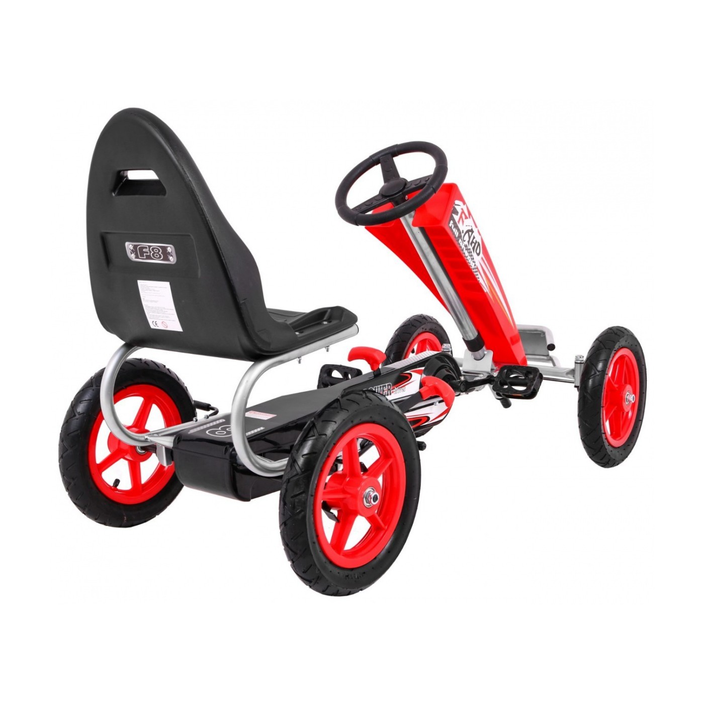 Gokart Full Ahead AIR na pedály pro děti 3+ červená + nastavení sedadla + nafouknutá kola + ruční brzda