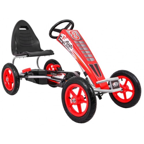 Gokart Full Ahead AIR na pedály pro děti 3+ červená + nastavení sedadla + nafouknutá kola + ruční brzda