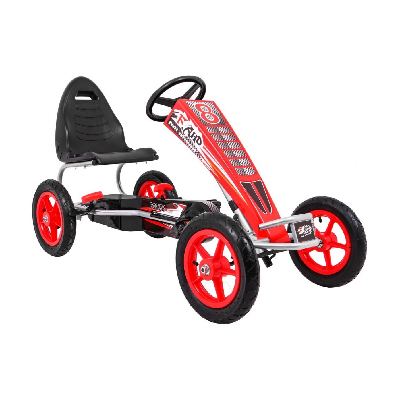 Gokart Full Ahead AIR na pedály pro děti 3+ červená + nastavení sedadla + nafouknutá kola + ruční brzda