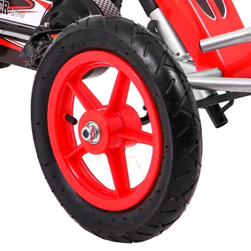 Gokart Full Ahead AIR na pedály pro děti 3+ červená + nastavení sedadla + nafouknutá kola + ruční brzda