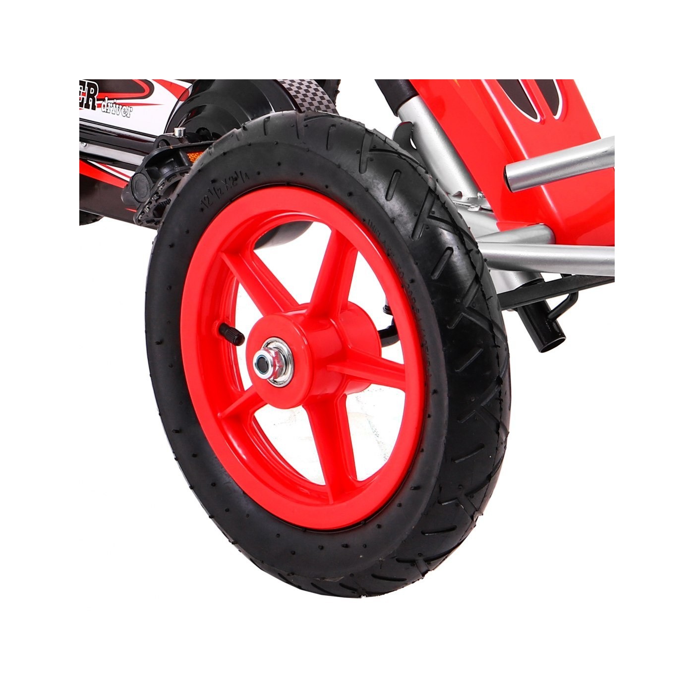 Gokart Full Ahead AIR na pedály pro děti 3+ červená + nastavení sedadla + nafouknutá kola + ruční brzda