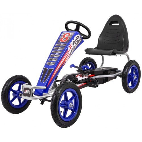 Gokart Full Ahead AIR na pedály pro děti 3+ modrá + nastavení sedadla + nafouknutá kola + ruční brzda