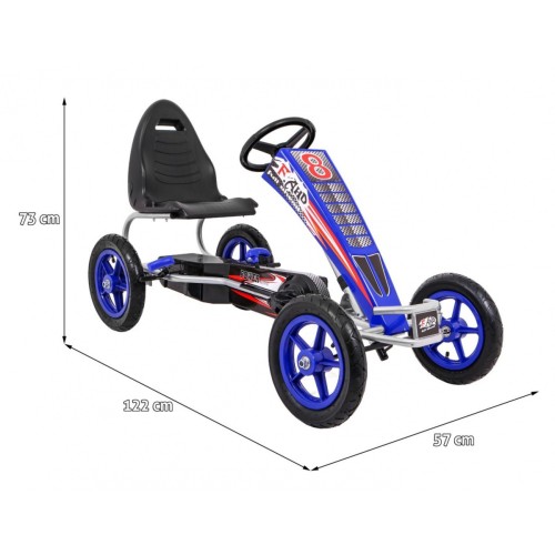Gokart Full Ahead AIR na pedály pro děti 3+ modrá + nastavení sedadla + nafouknutá kola + ruční brzda