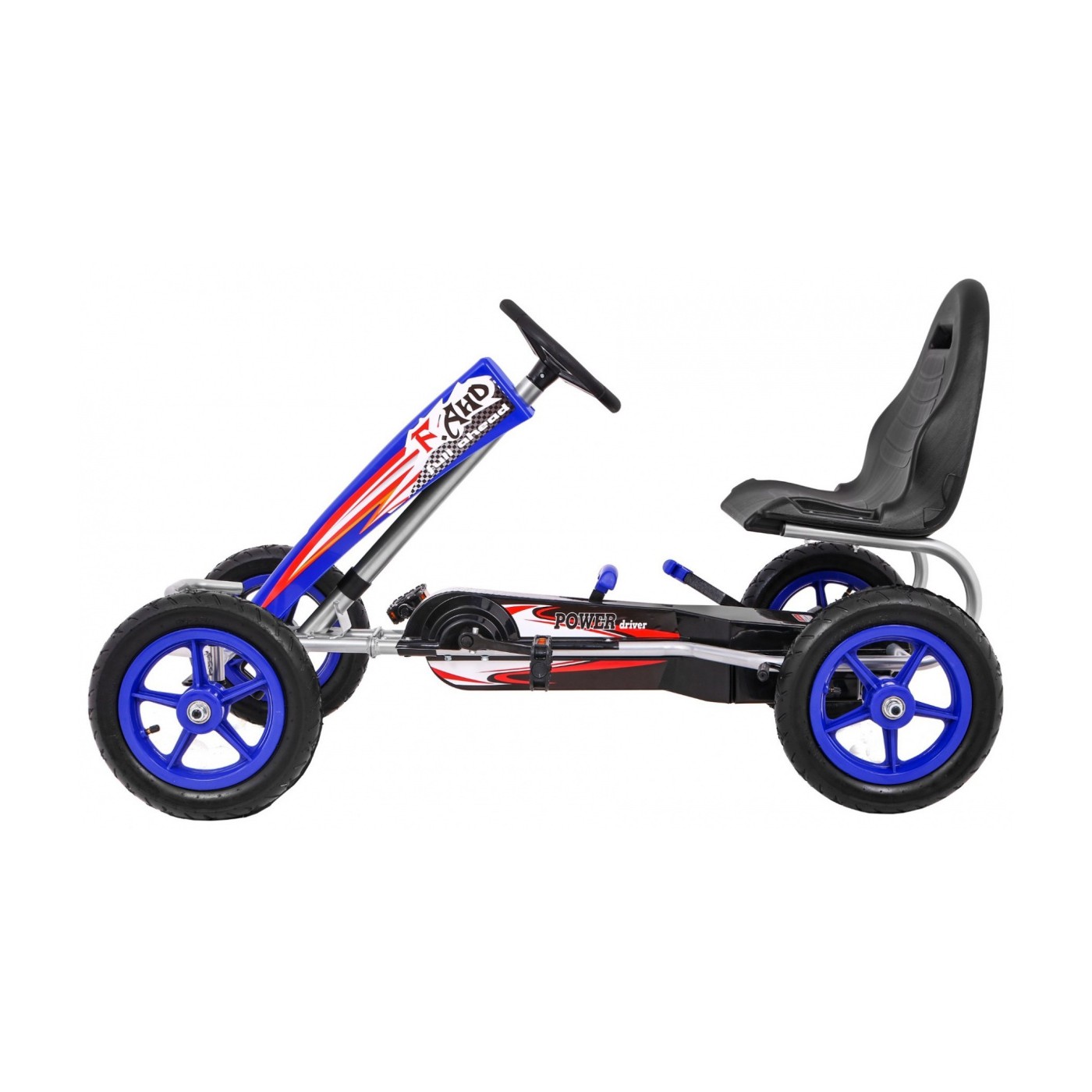Gokart Full Ahead AIR na pedály pro děti 3+ modrá + nastavení sedadla + nafouknutá kola + ruční brzda