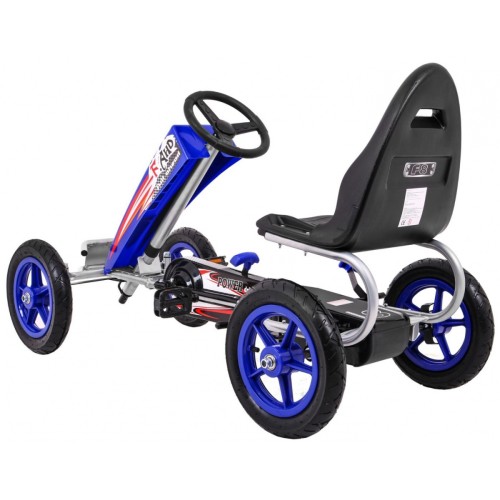 Gokart Full Ahead AIR na pedály pro děti 3+ modrá + nastavení sedadla + nafouknutá kola + ruční brzda