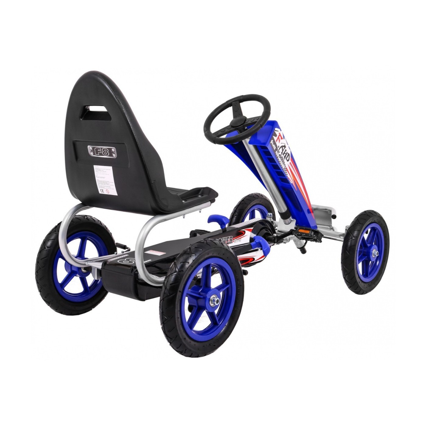 Gokart Full Ahead AIR na pedály pro děti 3+ modrá + nastavení sedadla + nafouknutá kola + ruční brzda