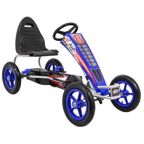 Gokart Full Ahead AIR na pedály pro děti 3+ modrá + nastavení sedadla + nafouknutá kola + ruční brzda
