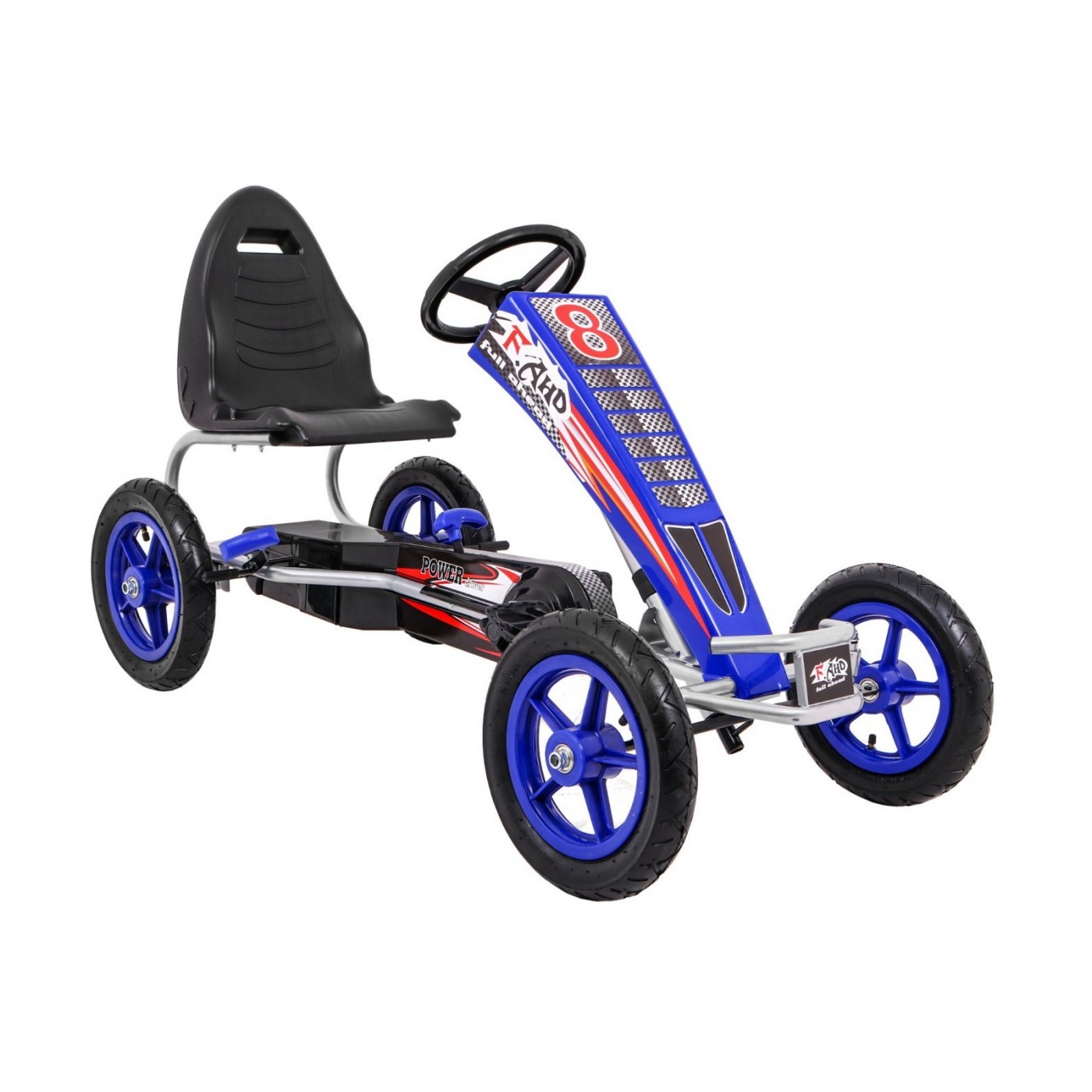 Gokart Full Ahead AIR na pedály pro děti 3+ modrá + nastavení sedadla + nafouknutá kola + ruční brzda