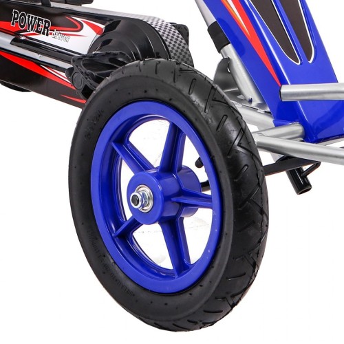 Gokart Full Ahead AIR na pedály pro děti 3+ modrá + nastavení sedadla + nafouknutá kola + ruční brzda