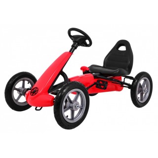Gokart STAR na pedály pro děti 3+ červená + nastavení sedadla + nafouknutá kola
