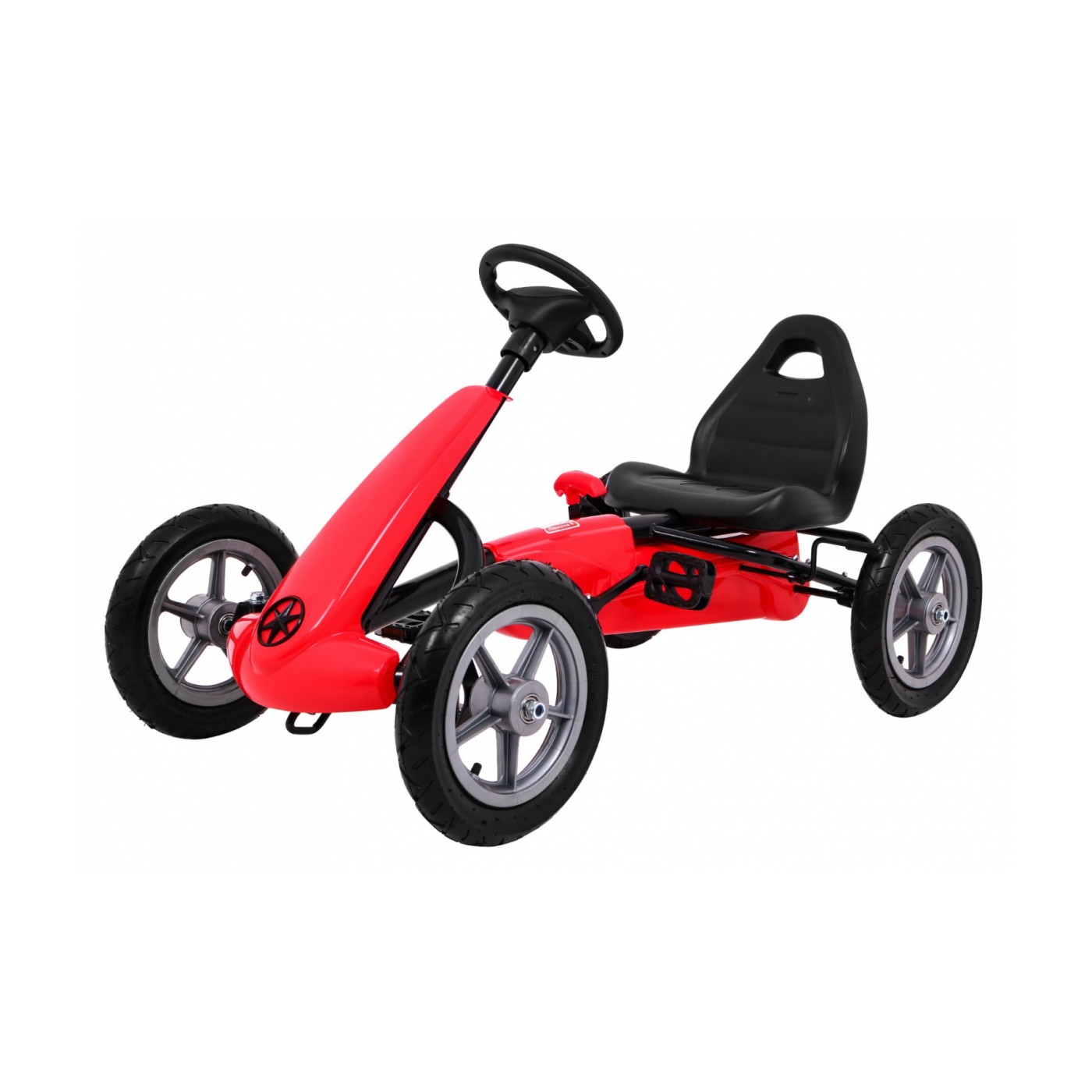 Gokart STAR na pedály pro děti 3+ červená + nastavení sedadla + nafouknutá kola