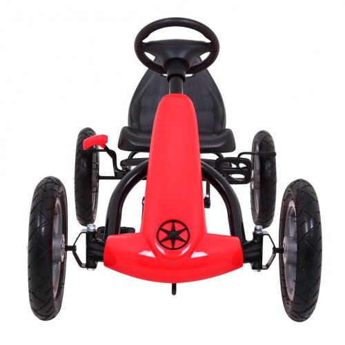 Gokart STAR na pedály pro děti 3+ červená + nastavení sedadla + nafouknutá kola