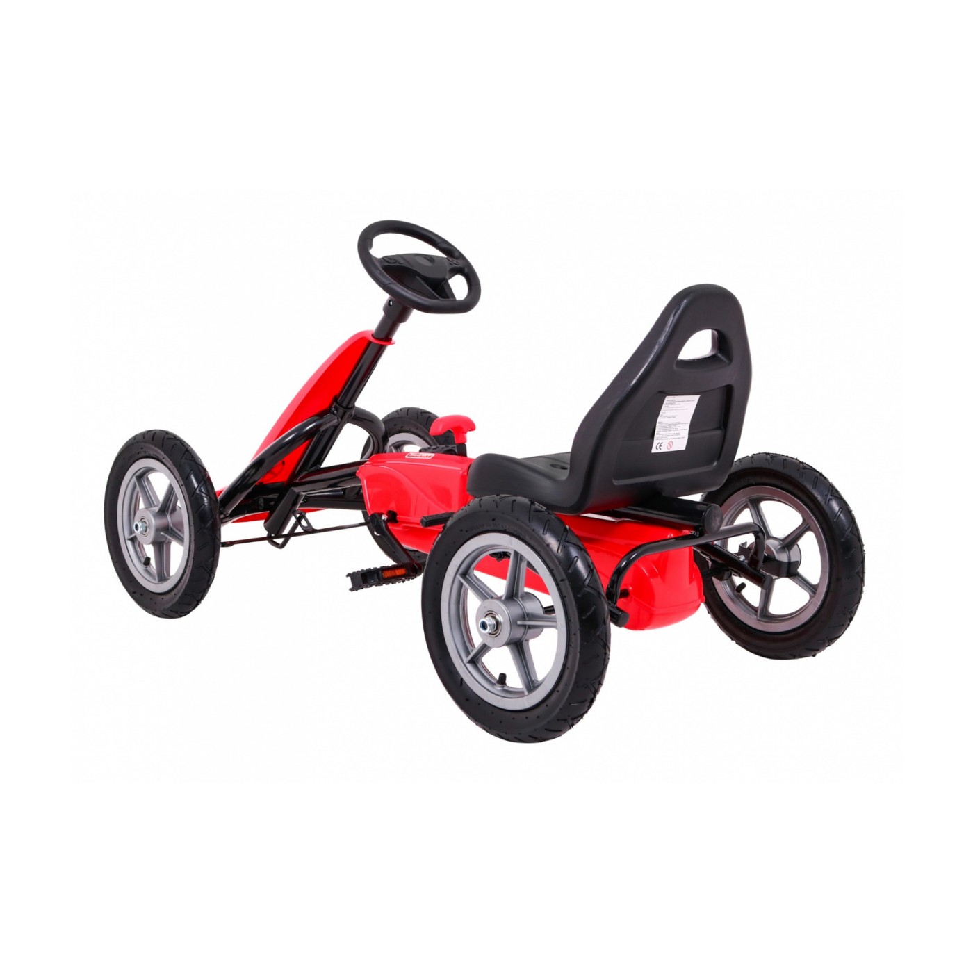 Gokart STAR na pedály pro děti 3+ červená + nastavení sedadla + nafouknutá kola