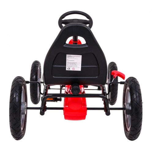 Gokart STAR na pedály pro děti 3+ červená + nastavení sedadla + nafouknutá kola