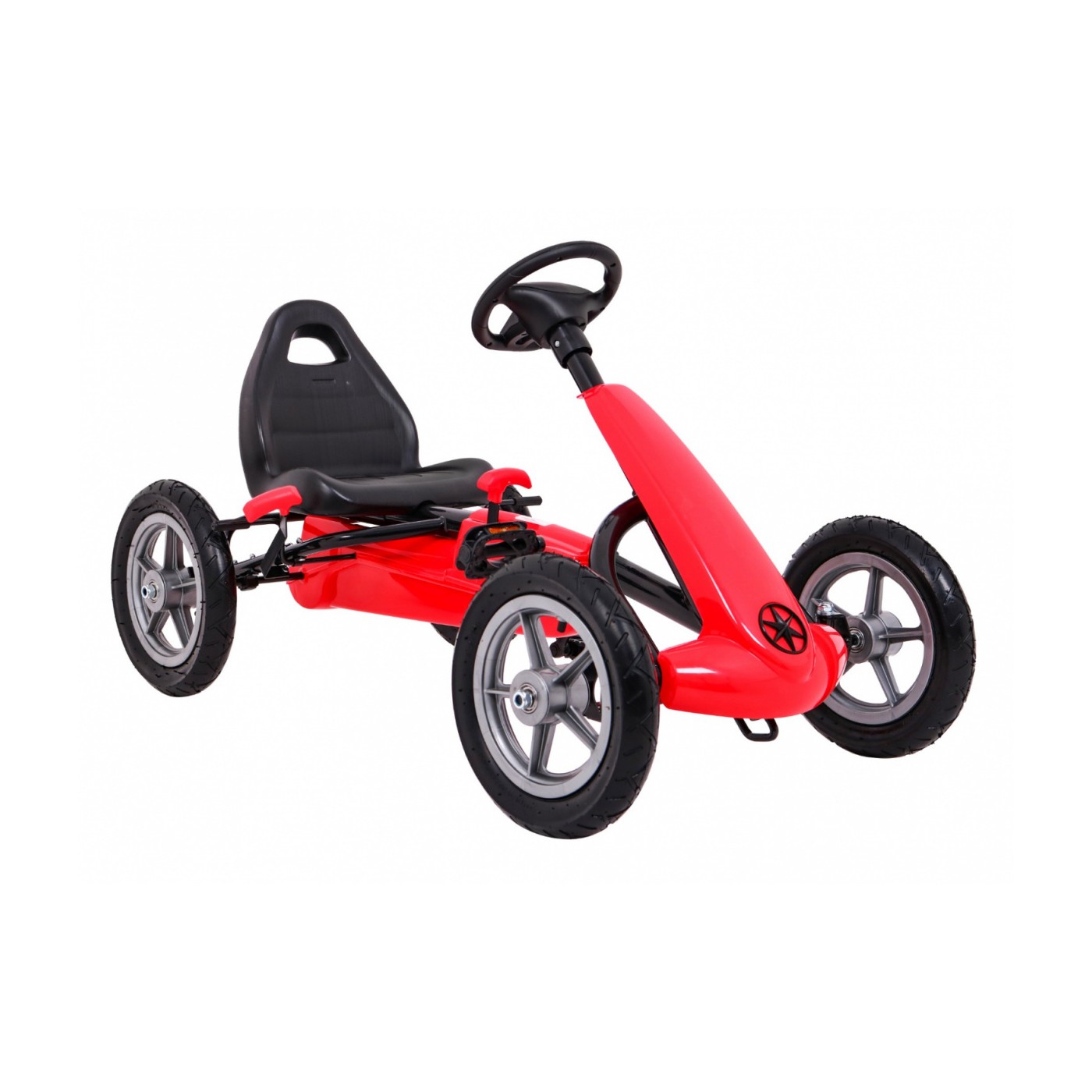 Gokart STAR na pedály pro děti 3+ červená + nastavení sedadla + nafouknutá kola