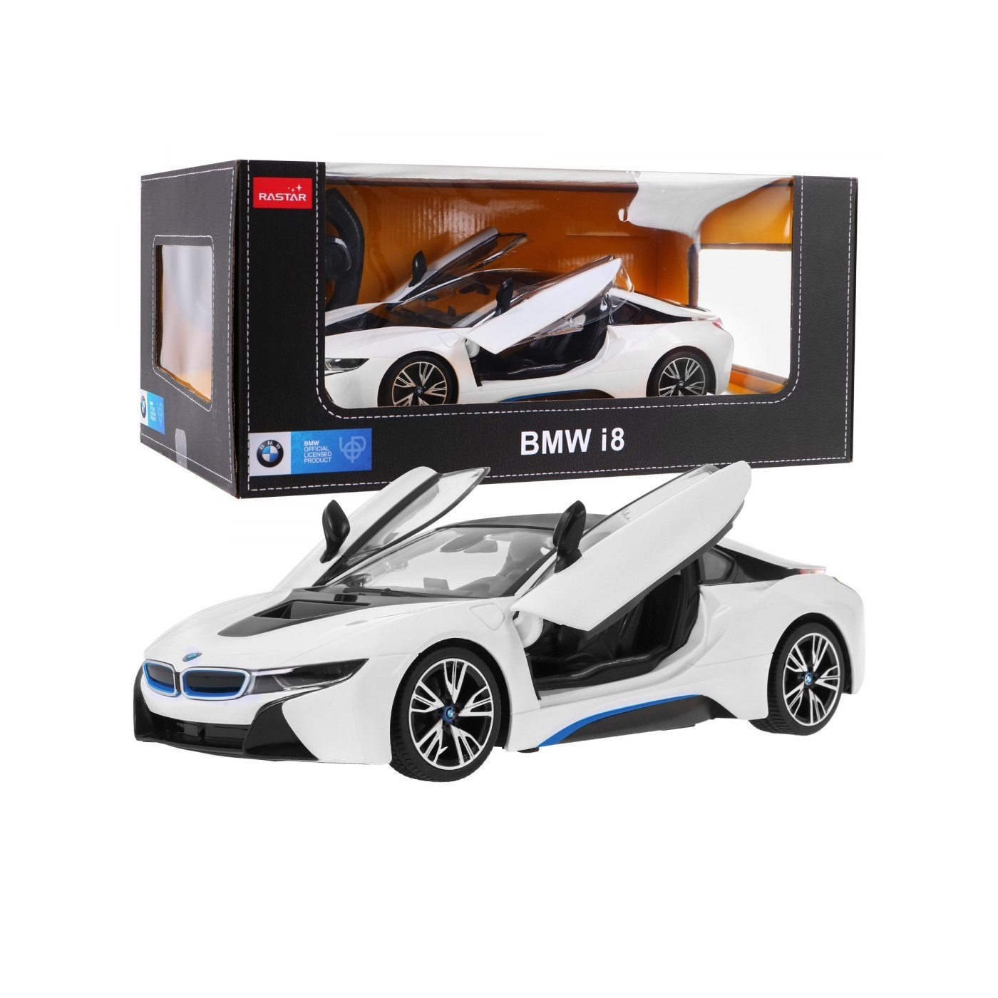 Autíčko R C BMW i8 Bílé otevřené dveře 1 14 RASTAR