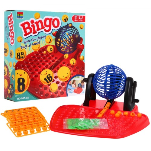 Dětská bingo hra 4+ číselná loterie + naviják kreslící stroj + číselné míčky + karty Zeton