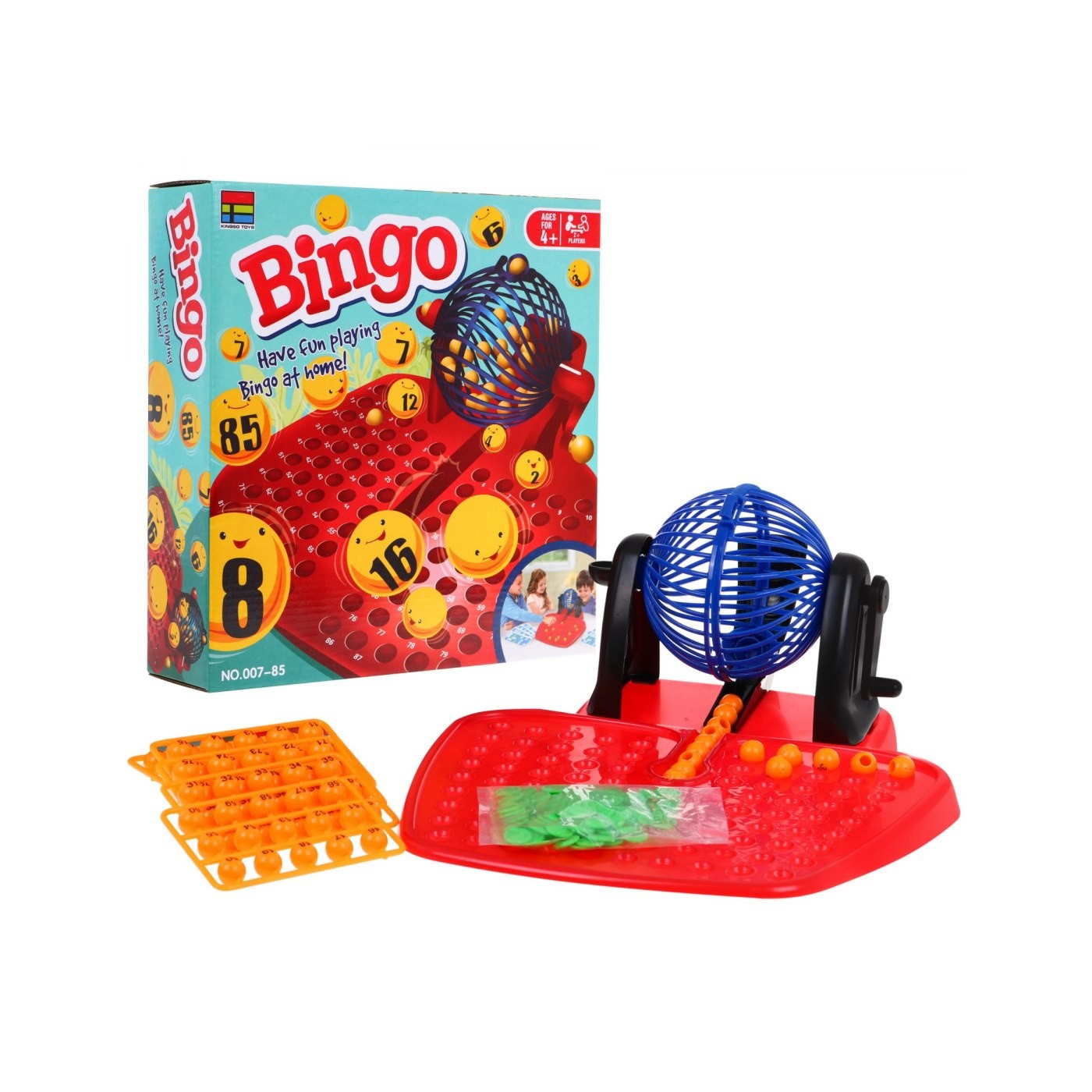 Dětská bingo hra 4+ číselná loterie + naviják kreslící stroj + číselné míčky + karty Zeton