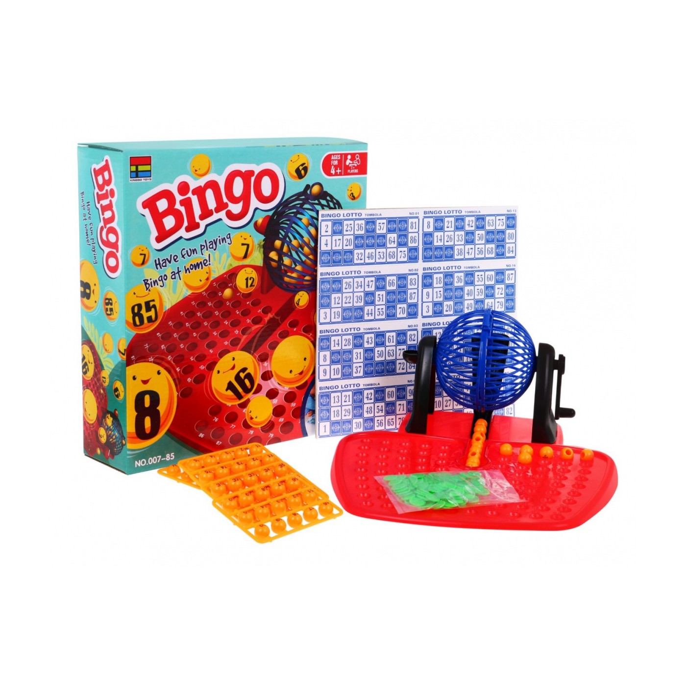 Dětská bingo hra 4+ číselná loterie + naviják kreslící stroj + číselné míčky + karty Zeton