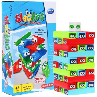 Umělecká dětská mini hra Dzenga 3+ stavění věže + 30 barevných bloků + kostky