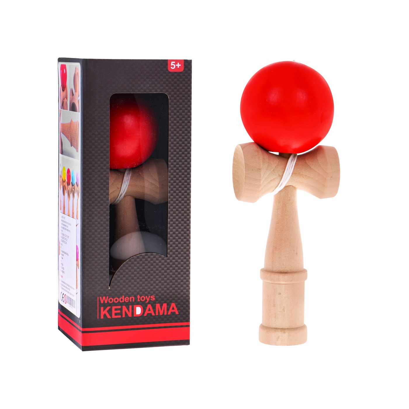 Umělecká kendama hra pro děti 3+ a dospělé dřevěná hračka + červený míč